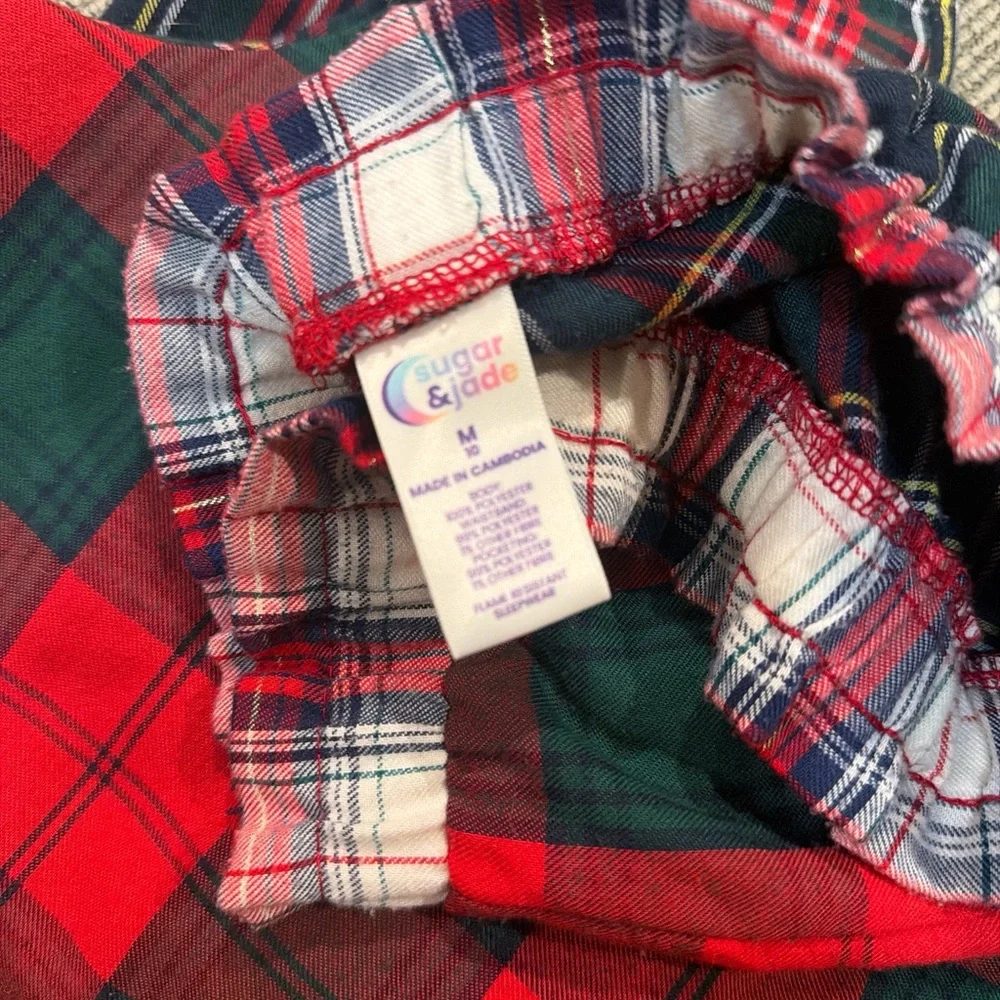 Kids Plaid Pajama Bottoms Fire Resistant - Jogger style ankles Comfy Colorblock